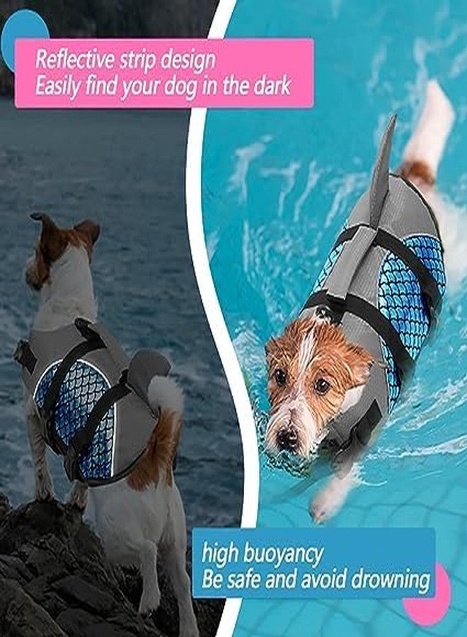 VBM سترة نجاة للكلاب من VBM، بتصميم زعنفة القرش، مزودة بحماية فائقة للكلاب، مع طفو عالٍ ومقبض إنقاذ للسباحة، وحمامات السباحة، والشواطئ، وركوب القوارب، قابلة للتعديل ومقاومة للتمزق. - Image 5